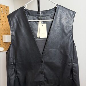 Women's Black Leather Vest